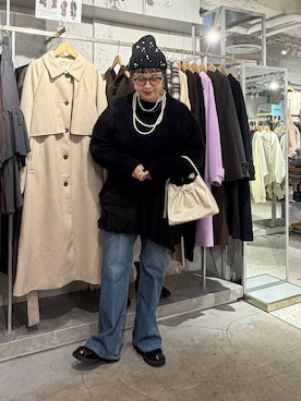 「LOWRYS FARM（ローリーズファーム）のパールタレンネックレス　249411（ネックレス）」を使った、m.pocさん（レディース・160cm）の秋コーディネート