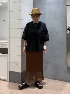 「アイテム（帽子）」を使った、m.pocさん（レディース・160cm・30代）の夏コーディネート