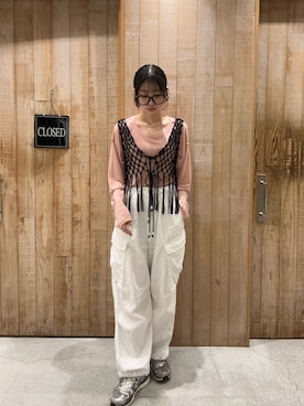 「CIAOPANIC TYPY（チャオパニックティピー）のアイテム（ベスト）」を使った、まほさん（レディース・165cm）の春コーディネート