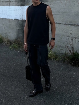 「Alfred Alex（アルフレッドアレックス）のアイテム（バッグ）」を使った、夢音さん（メンズ・179cm）の夏コーディネート