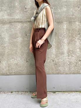 「INGNI（イング）のセミフレアセンタープレスパンツ（その他パンツ）」を使った、きーちゃんさん（レディース・159cm）の夏コーディネート