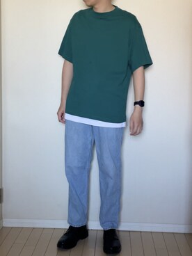 「THE STANDARD（ザスタンダード）のWEGO/スタンダードクルー半袖ネックT（Tシャツ/カットソー）」を使った、つばささん（メンズ・176cm）の夏コーディネート