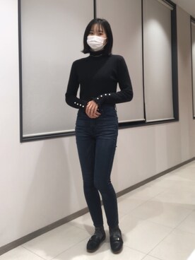 「Abercrombie&Fitch（アバークロンビーアンドフィッチ）のアイテム（パンツ）」を使った、Sharonさん（レディース・162cm）の冬コーディネート