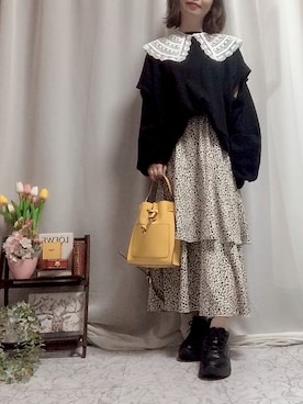 「イエローバッグ」｜x 𝕟𝕚𝕛𝕚𝕞𝕒𝕤𝕦 xさん（レディース・154cm）の春コーディネート
