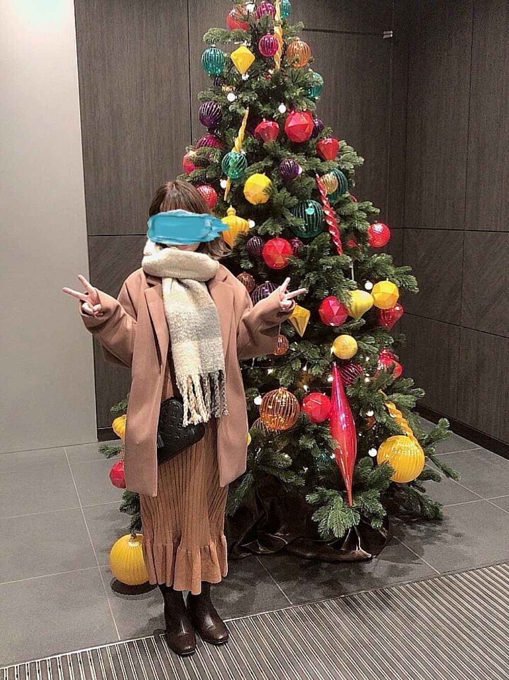 「クリスマスに着たい服、クリスマス、デートコーデ、ピンク、ピンクコーデ、チェスターコート、マーメイドニットワンピース、マーメイドスカート、ニットワンピース、ワンピース、マーメイドワンピース、ブーツ、サントンジュ、骨格ストレート、プチプラ」｜「しまむらのアイテム（チェスターコート、ピンク系）」を使った、x 𝕟𝕚𝕛𝕚𝕞𝕒𝕤𝕦 xさん（レディース・154cm）の冬コーディネートの1枚目の写真