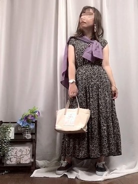 「小花柄ワンピース」｜「アイテム（アクセサリー）」を使った、x 𝕟𝕚𝕛𝕚𝕞𝕒𝕤𝕦 xさん（レディース・154cm）の夏コーディネート