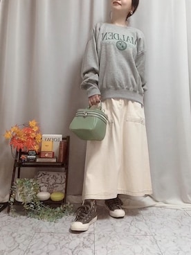 「アイテム（デニムスカート、ホワイト系）」を使った、x 𝕟𝕚𝕛𝕚𝕞𝕒𝕤𝕦 xさん（レディース・154cm）の秋コーディネート