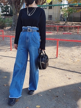 「ハイウエストパンツ」｜「アイテム（その他）」を使った、x 𝕟𝕚𝕛𝕚𝕞𝕒𝕤𝕦 xさん（レディース・154cm）の冬コーディネート