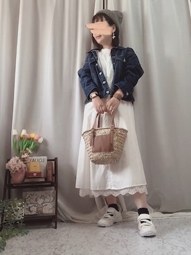 「Honeys（ハニーズ）のアイテム（デニムジャケット）」を使った、x 𝕟𝕚𝕛𝕚𝕞𝕒𝕤𝕦 xさん（レディース・154cm）の春コーディネート