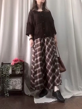 「チェック柄に恋してる」｜「アイテム（アナログ腕時計）」を使った、x 𝕟𝕚𝕛𝕚𝕞𝕒𝕤𝕦 xさん（レディース・154cm）の秋コーディネート