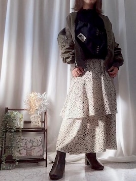 「甘辛mix」｜「アイテム（MA-1）」を使った、x 𝕟𝕚𝕛𝕚𝕞𝕒𝕤𝕦 xさん（レディース・154cm）の冬コーディネート
