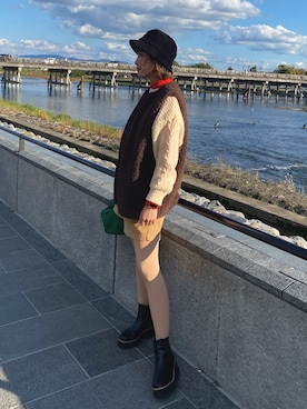 「SPINNS（スピンズ）のアイテム（ハット）」を使った、ayapechi0310さん（レディース・162cm）の秋コーディネート