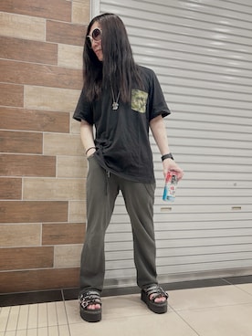 「Champion（チャンピオン）のアイテム」を使った、FUMY さん（メンズ・165cm）の夏コーディネート