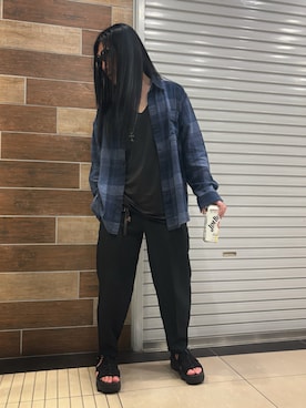 「NIKE（ナイキ）のアイテム（サンダル、ブラック系）」を使った、FUMY さん（メンズ・165cm）の夏コーディネート