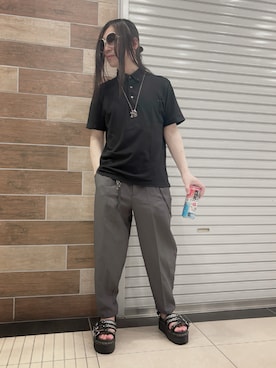 「アイテム（ポロシャツ）」を使った、FUMY さん（メンズ・165cm）の夏コーディネート