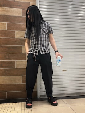 「NIKE（ナイキ）のアイテム（サンダル、ブラック系）」を使った、FUMY さん（メンズ・165cm）の夏コーディネート