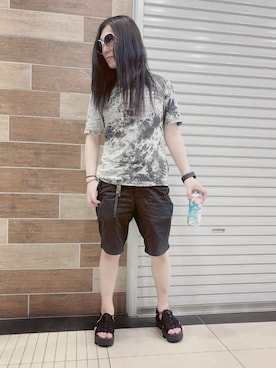 「ハーフパンツ」｜「アイテム（その他）」を使った、FUMY さん（メンズ・165cm）の夏コーディネート