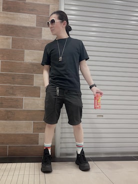 「アイテム（サングラス、ホワイト系）」を使った、FUMY さん（メンズ・165cm）の夏コーディネート