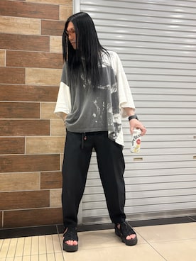 「NIKE（ナイキ）のアイテム（サンダル、ブラック系）」を使った、FUMY さん（メンズ・165cm）の夏コーディネート