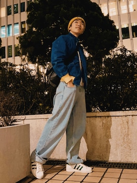 「Levi's（リーバイス）のアイテム（帽子）」を使った、笑ビーさん（メンズ・177cm）の春コーディネート