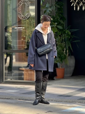 「アイテム（ピーコート）」を使った、dazaiさん（レディース・166cm）の冬コーディネート