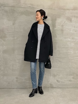 「アイテム（ピーコート）」を使った、dazaiさん（レディース・166cm）の秋コーディネート