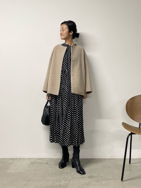 「アイテム（ノーカラーコート）」を使った、dazaiさん（骨格ウェーブ・レディース・166cm）の秋コーディネート