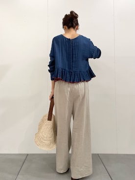 「アイテム（かごバッグ）」を使った、dazaiさん（レディース・166cm）の夏コーディネート