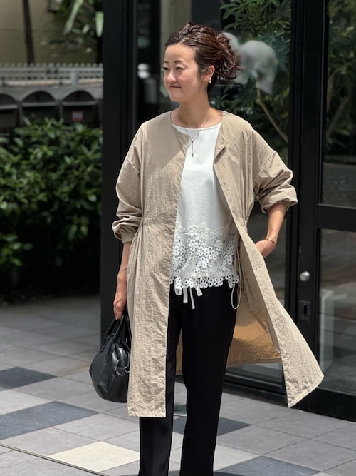 BEARDSLEY 裾レース刺繍 長袖カットソー グレー BEARDSLEY ビアズリー 裾レースカットソー 刺繍 長袖 グレー