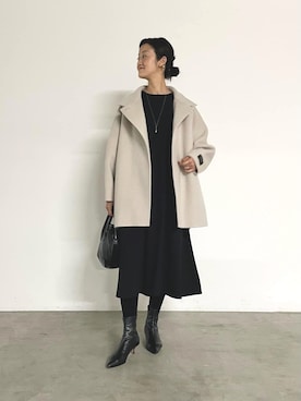 「黒ワンピ」｜「アイテム（ジャケット/アウター）」を使った、dazaiさん（レディース・166cm）の夏コーディネート