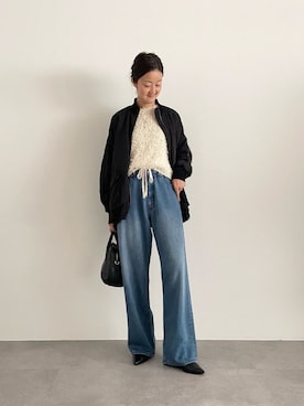 「BEARDSLEY（ビアズリー）の《0サイズ予約開始》フレアMA-1ブルゾン（MA-1）」を使った、dazaiさん（レディース・166cm）の夏コーディネート
