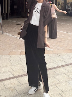 「ベロア」｜「アイテム（アクセサリー）」を使った、( ◠‿◠ )さん（レディース・163cm）の秋コーディネート