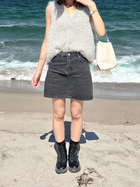 「アイテム（デニムスカート）」を使った、( ◠‿◠ )さん（レディース・163cm）の秋コーディネート