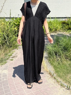 「大人カジュアル」｜「アイテム（つなぎ/オールインワン）」を使った、( ◠‿◠ )さん（レディース・163cm）の夏コーディネート