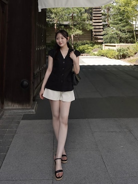 「CHARLES & KEITH（チャールズ & キース）のアイテム（サンダル）」を使った、うさぎさんのふくさん（レディース・154cm）の夏コーディネート