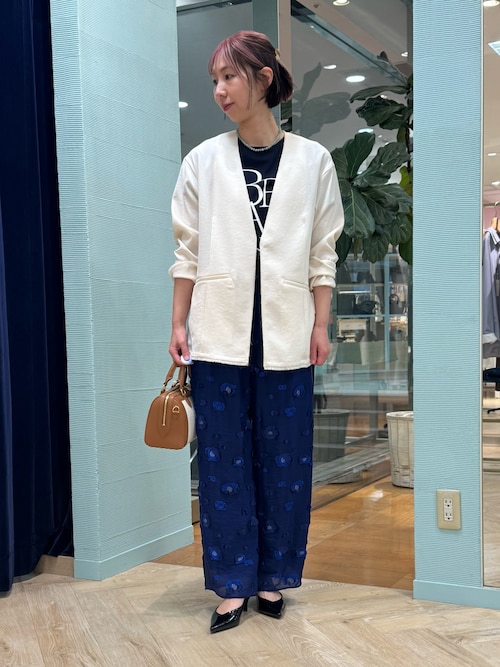 セール】ウォッシャブルFRINGE LIGHT JACKET（ノーカラージャケット