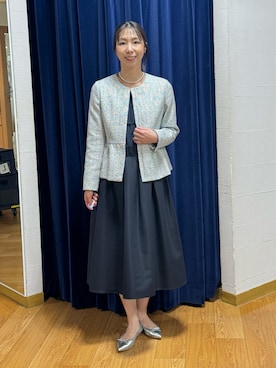 「NOLLEY’S（ノーリーズ）のアイテム（ノーカラージャケット）」を使った、nol tsujiさん（レディース・164cm）の冬コーディネート