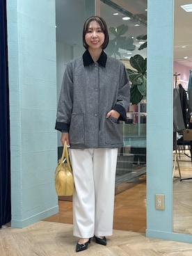 「NOLLEY’S（ノーリーズ）のアイテム（ジャケット/アウター、ブラック系）」を使った、nol tsujiさん（レディース・164cm）の秋コーディネート