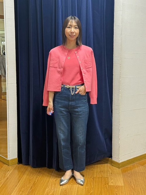 RM denim】スリットクロップドハイウエストデニム（デニムパンツ 