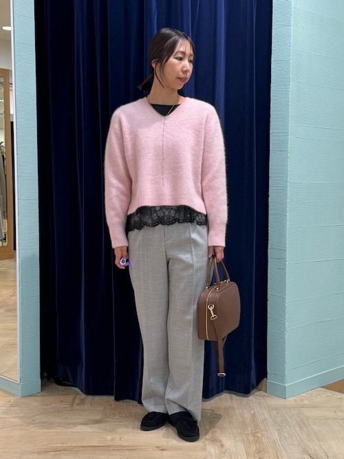 ウォッシャブル裾レース2WAYオトナサテンブラウス（シャツ/ブラウス