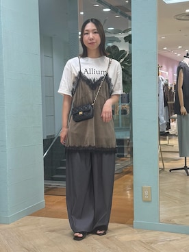 「アイテム（キャミソール、グリーン系）」を使った、nol tsujiさん（レディース・164cm）の秋コーディネート