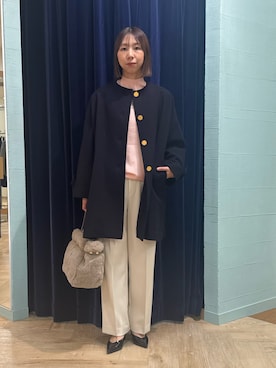 「アイテム（ノーカラーコート）」を使った、nol tsujiさん（レディース・164cm）の秋コーディネート