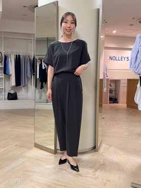 「NOLLEY’S（ノーリーズ）の【松葉☆別注アイテム】《セットアップ対応》エアリージョーゼットWカフスブラウス（シャツ/ブラウス）」を使った、nol tsujiさん（レディース・164cm）の春コーディネート