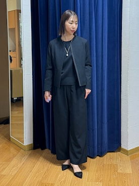 「NOLLEY’S（ノーリーズ）のアイテム（ノーカラージャケット）」を使った、nol tsujiさん（レディース・164cm）の冬コーディネート
