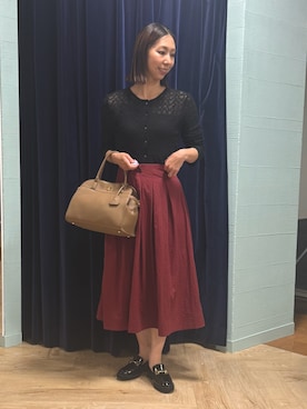 「スカートコーデ」｜「アイテム（ローファー）」を使った、nol tsujiさん（レディース・164cm）の秋コーディネート