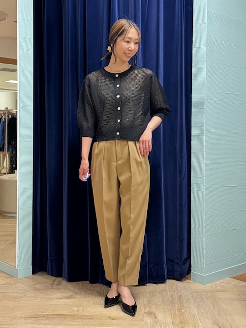 Milaowen フロントタックブラウス×テーパードパンツ 　XSサイズ すっきり見えタックテーパードパンツ - ベルーナ【公式】