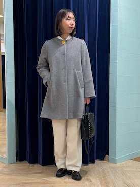 「アイテム（ノーカラーコート）」を使った、nol tsujiさん（レディース・164cm）の冬コーディネート