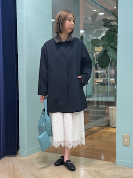 「NOLLEY’S（ノーリーズ）のウォッシャブルトリプルクロス3WAYステンカラーコート（ステンカラーコート、ブルー系）」を使った、nol tsujiさん（レディース・164cm）の春コーディネート