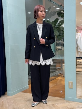 「Rie Miller（リエミラー）のウォッシャブルロングスリーブTシャツGIZA COTTON（Tシャツ/カットソー、グレー系）」を使った、nol tsujiさん（レディース・164cm）の春コーディネート