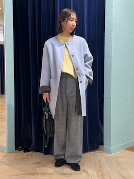 「アイテム（ノーカラーコート）」を使った、nol tsujiさん（レディース・164cm）の秋コーディネート